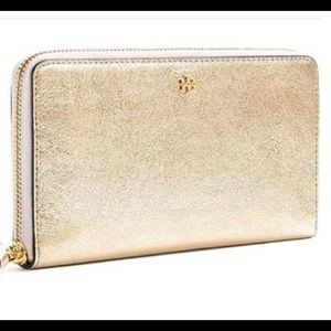 Tory Burch Gold Crinkle Wallet